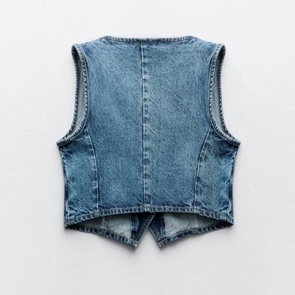 ZARA Z1975 CROPPED DENIM VEST - Picture 5 of 8